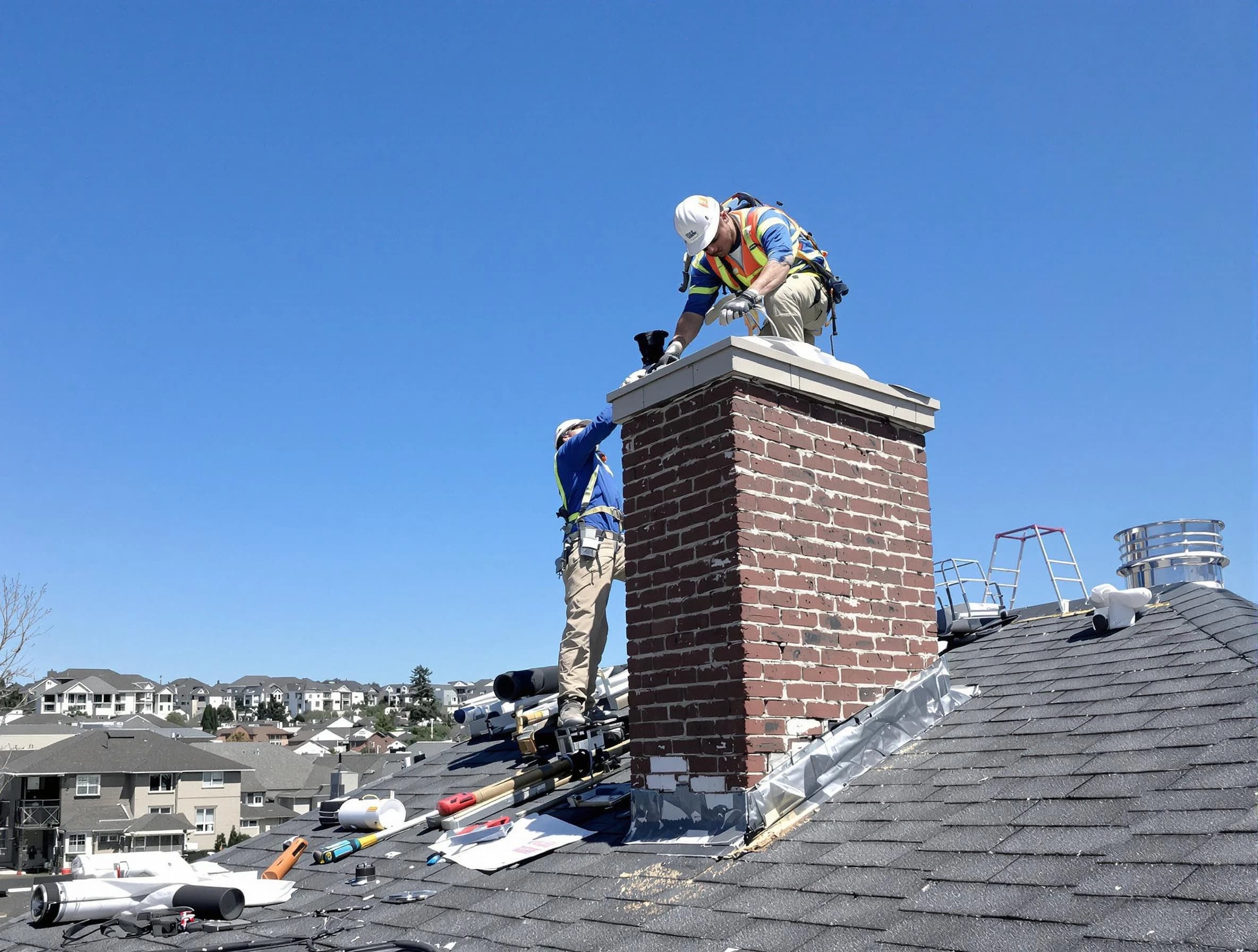 Dumbarton Chimney Sweep repairing a chimney crown in Dumbarton, VA