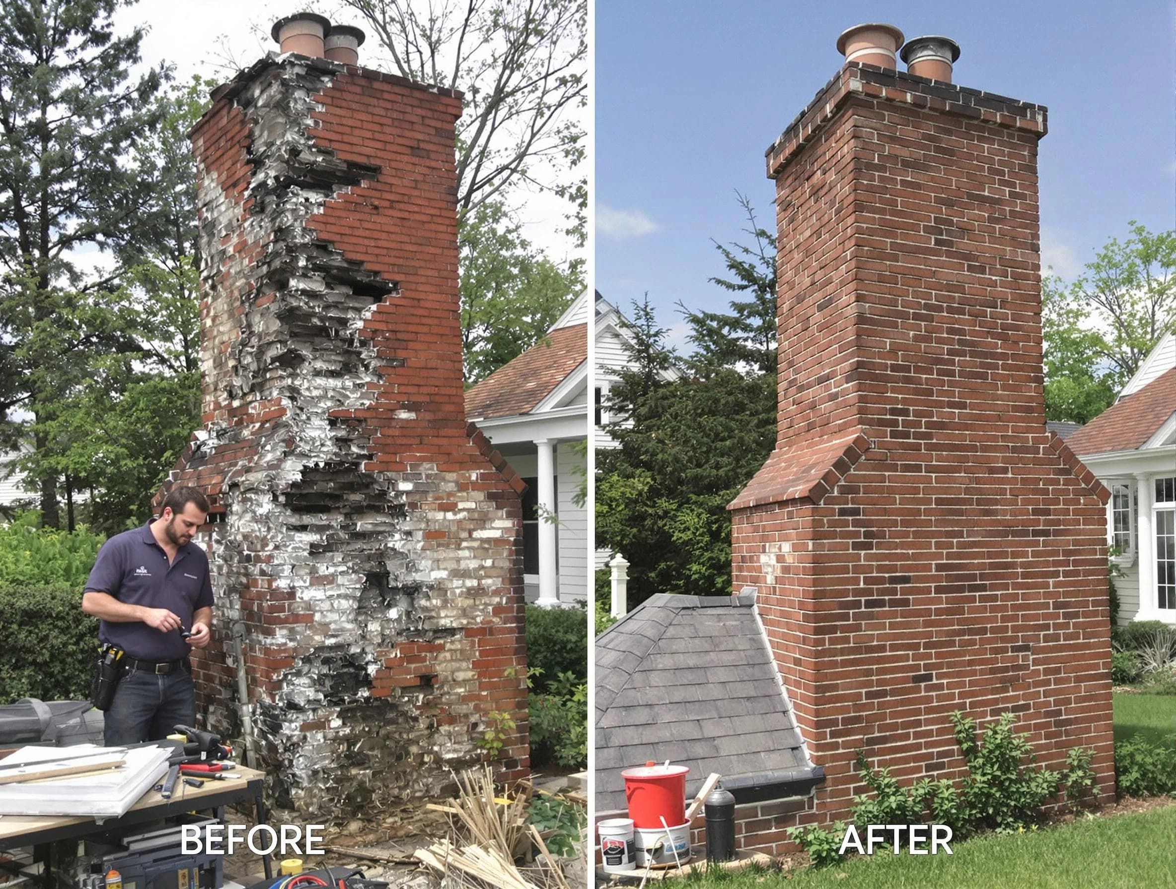 Dumbarton Chimney Sweep performing a full chimney restoration in Dumbarton, VA
