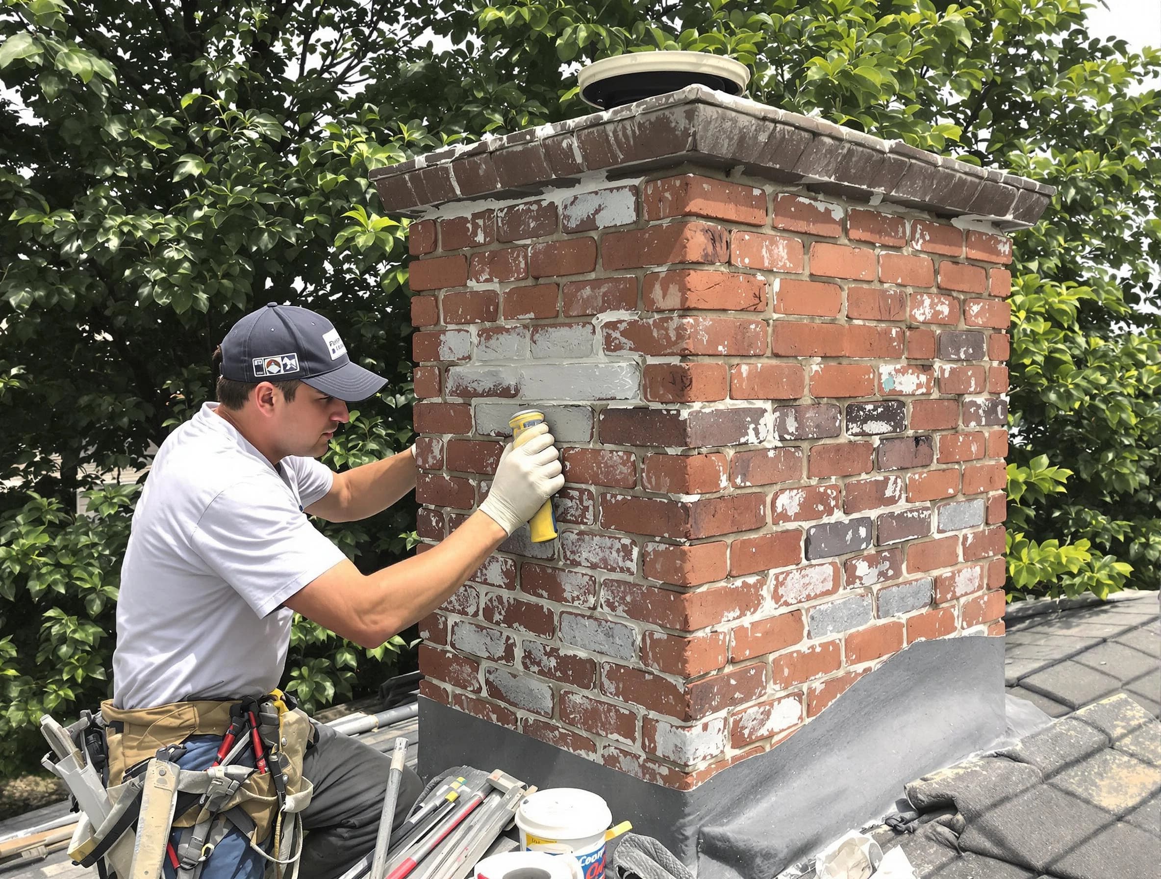Dumbarton Chimney Sweep restoring an aging chimney in Dumbarton, VA