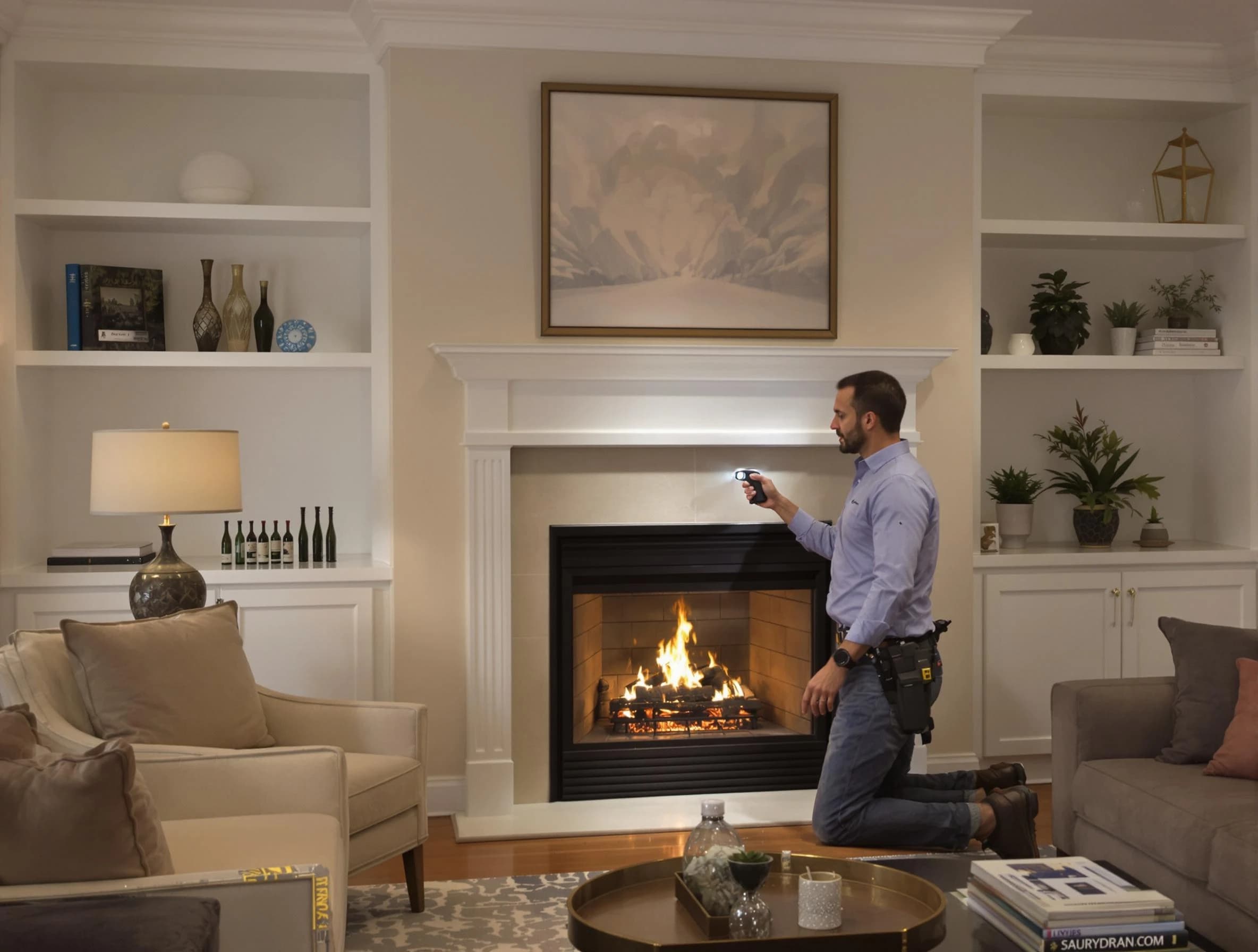 Dumbarton Chimney Sweep conducting a fireplace safety inspection in Dumbarton, VA