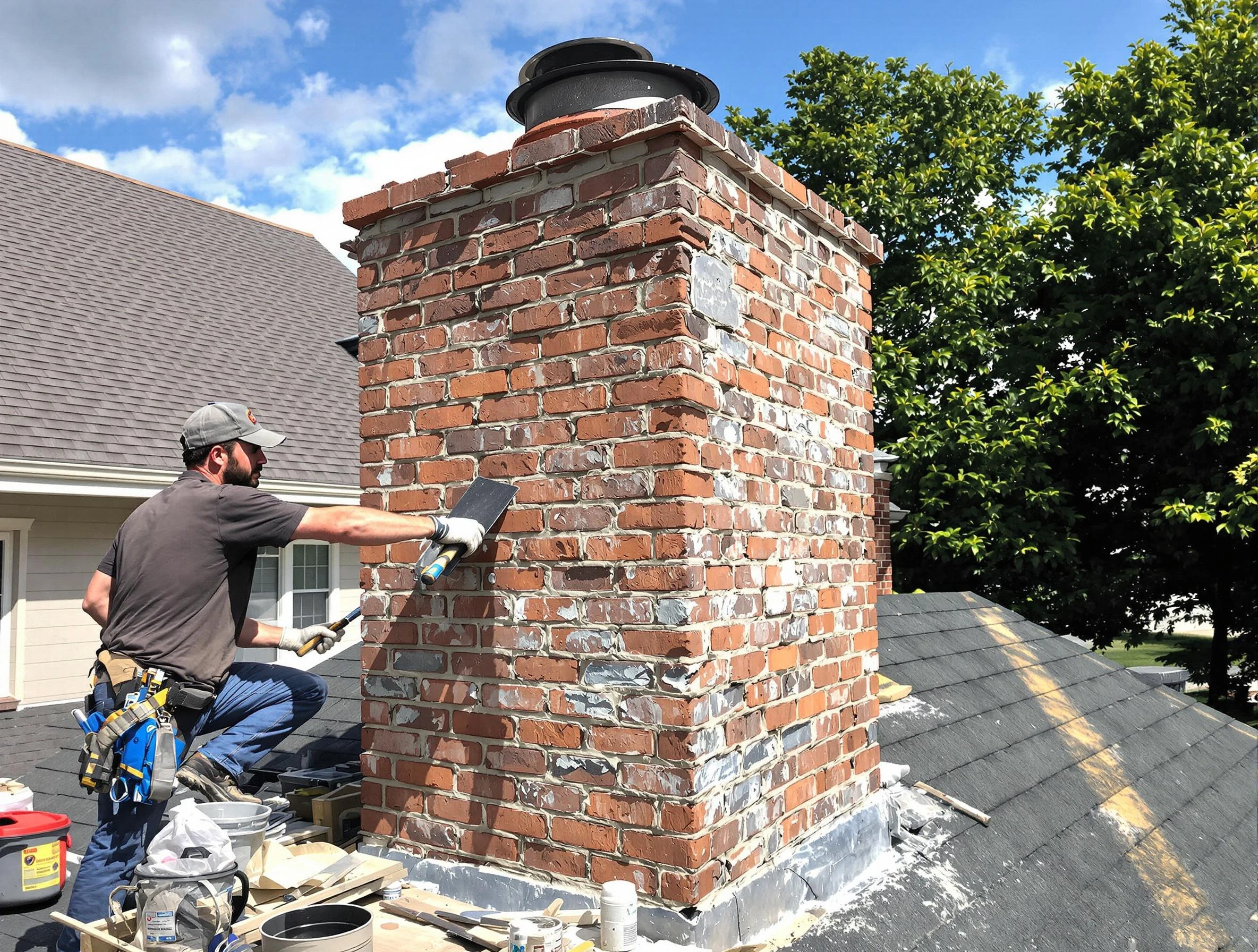 Completed chimney rebuild by Dumbarton Chimney Sweep in Dumbarton, VA
