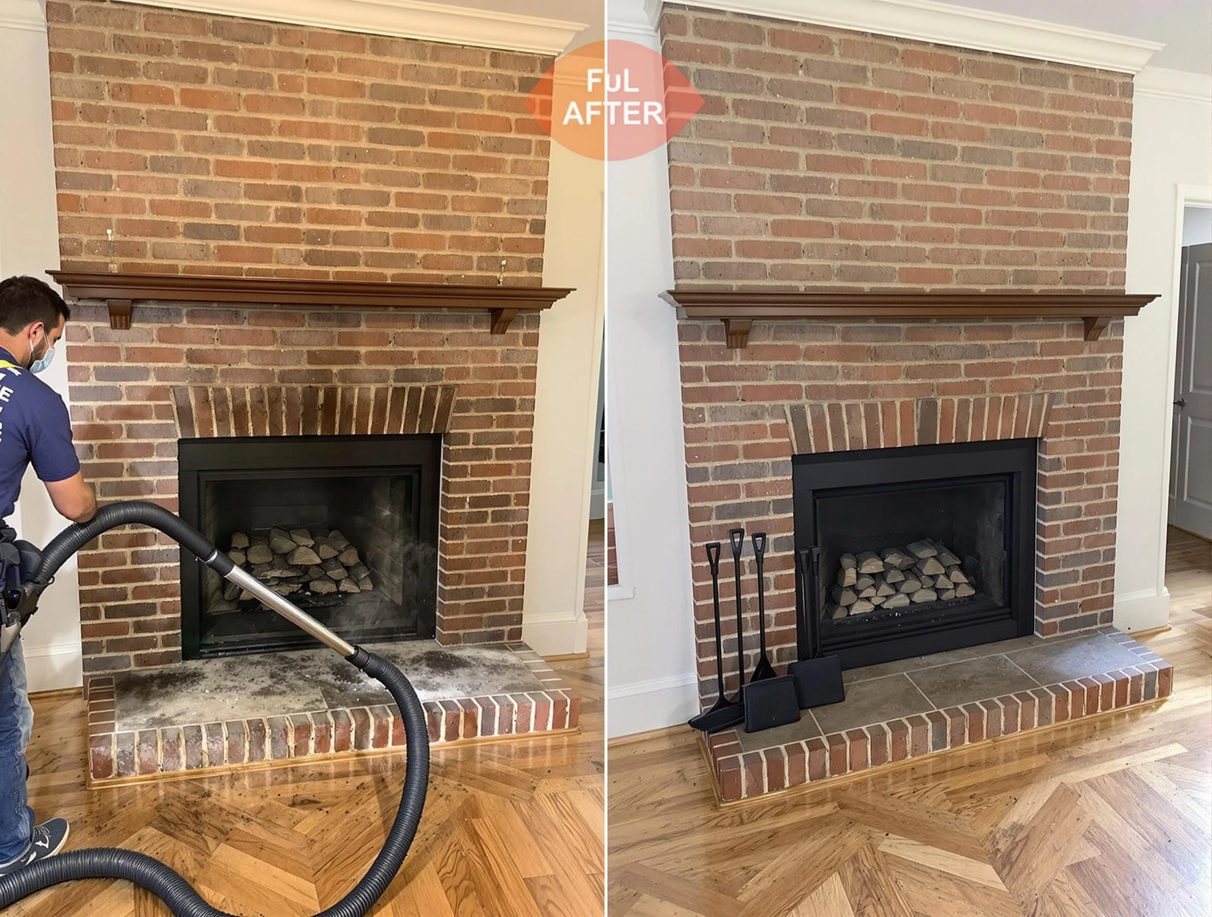 Dumbarton Chimney Sweep carefully sanitizing a fireplace in Dumbarton, VA